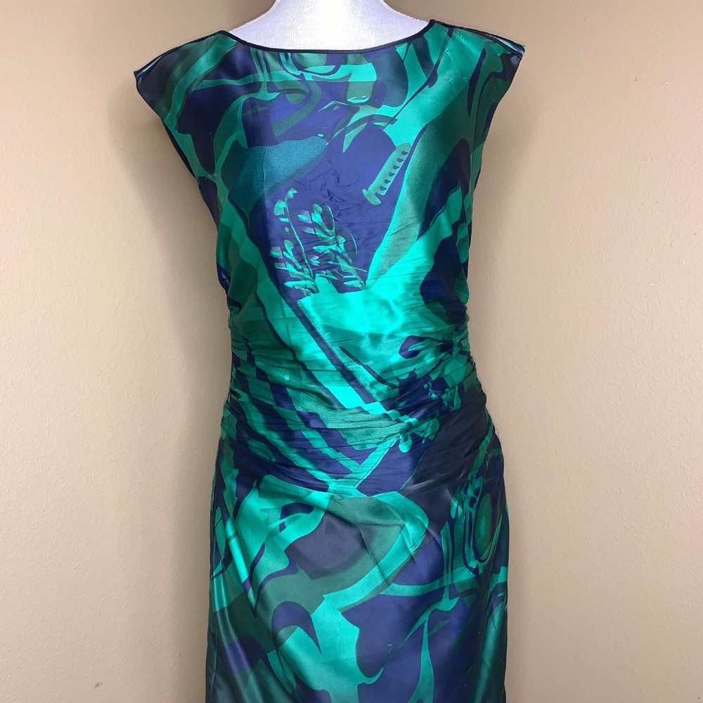 The Limited Navy & Green Satin Dress
